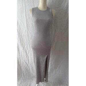 Wilfred Maxi Dress Women Purple Gingham Ribbed Sleeveless Side Slit Small